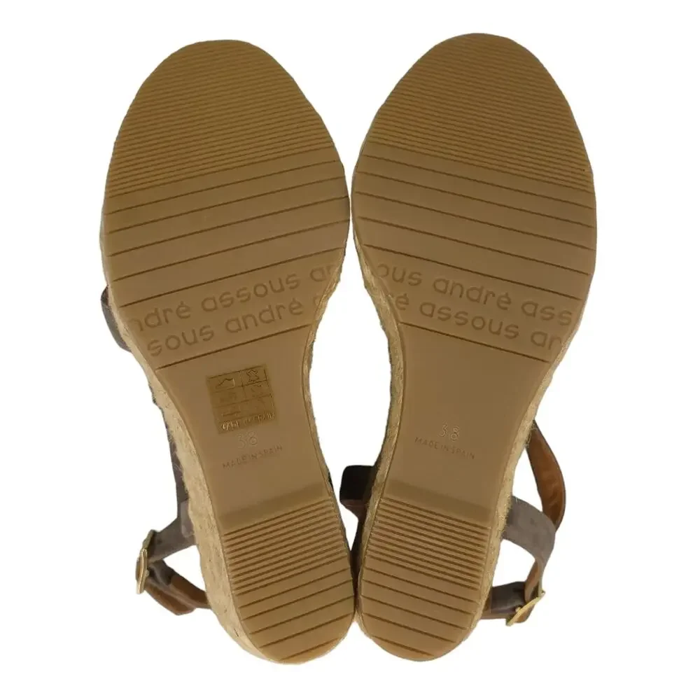 Andre Assous Madina Espadrille Wedge Sandals Grey Suede